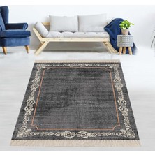 Bona Fortuna Osmanlı Motif Çerçeveli Dijital Baskı Yıkanabilir Kaymaz Taban Düz Salon Halı ve Yolluk