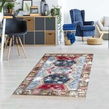 Bona Fortuna Geometrik Desenli Dijital Baskı Yıkanabilir Kaymaz Taban Modern Kilim Desen Salon Halı