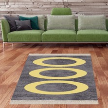 Bona Fortuna Geometrik Desenli Renk Bloklu Dijital Baskı Yıkanabilir Kaymaz Taban Modern Salon Halısı