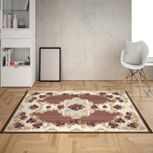 Bona Fortuna Çiçek Desenli Etnik Dijital Baskı Yıkanabilir Kaymaz Taban Leke Tutmaz Salon Halısı ve Yolluk