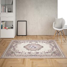 Bona Fortuna Osmanlı Motifler Şal Desenli Etnik Dijital Baskı Yıkanabilir Kaymaz Taban Eskitme Salon Halısı