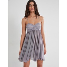 Pierre Cardin Kadın Ince Askılı Şifon Dantelli Kısa Gecelik 880