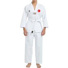Top Glory Fitilli Beyaz Yaka Baskılı Taekwondo Elbisesi Dobok