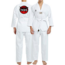 Top Glory Fitilli Beyaz Yaka Baskılı A30 Taekwondo Elbisesi Dobok