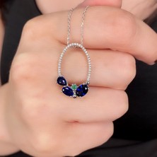 Kayra Safir Zümrüt ve Pırlantalı Kolye PK23