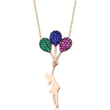 925 Gümüş Balonlu Kız 925 Ayar Gümüş Kolye