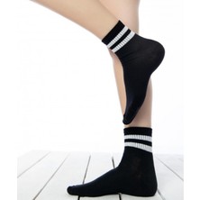 Unlimited Legwear Beyaz Çizgili Siyah Tenis Çorabı