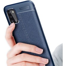 Fibaks Samsung Galaxy A31 Kılıf Rugan Armor Deri Görünümlü Parmak İzi Yapmaz Dayanıklı Niss Silikon Kapak