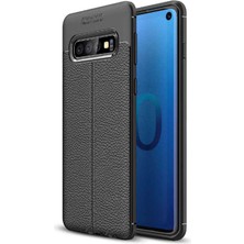 Fibaks Samsung Galaxy S10 Plus Kılıf Rugan Armor Deri Görünümlü Parmak İzi Yapmaz Dayanıklı Niss Silikon Kapak