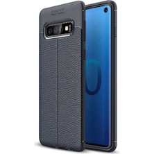 Fibaks Samsung Galaxy S10 Plus Kılıf Rugan Armor Deri Görünümlü Parmak İzi Yapmaz Dayanıklı Niss Silikon Kapak