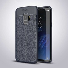 Fibaks Samsung Galaxy S9 Kılıf Rugan Armor Deri Görünümlü Parmak İzi Yapmaz Dayanıklı Niss Silikon Kapak