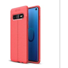 Fibaks Samsung Galaxy S10 Plus Kılıf Rugan Armor Deri Görünümlü Parmak İzi Yapmaz Dayanıklı Niss Silikon Kapak