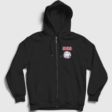 Presmono Unisex Siyah Face Nirvana Fermuarlı Kapüşonlu Sweatshirt