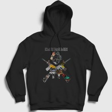Presmono Unisex Siyah Soldier V2 Iron Maiden Kapüşonlu Sweatshirt