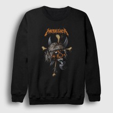 Presmono Unisex Siyah Skull V2 Metallica Sweatshirt