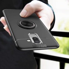 Fibaks Samsung Galaxy J8 Kılıf Yüzüklü Standlı Autofocus Shockproof Ravel Silikon