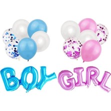 Bal10 Dünyası Cinsiyet Partisi Girl Boy Mavi Pembe Konfetili Balon Demeti
