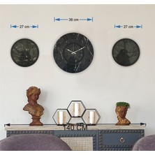 Markakanvas Mermer Desenli Duvar Saati ile Daldaki Kuş ve Hayat Ağacı Tablo