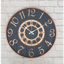 Markakanvas  Metal Kasalı , Antrasit Renkli Yuvarlak Duvar Saati  Çap 50 cm