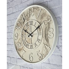 Markakanvas Metal Kasalı Mermer Desenli  Duvar Saati Çap 40 cm - Çap 50 cm - Çap 80 cm