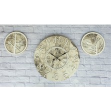 Markakanvas Mermer Desenli Duvar Saati ile Daldaki Kuş ve Hayat Ağacı Tablo