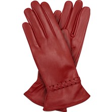 Desa Kırmızı Kadın Örgülü Deri Eldiven