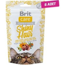 6 Adet - Brit Care Shiny Hair Kedi Bisküvisi 50 gr