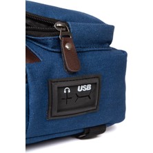 Kindfox Kanvas Portatif Unisex Çapraz Çanta | USB ve Kulaklık Girişli Çapraz Sırt Çanta | Bodybag