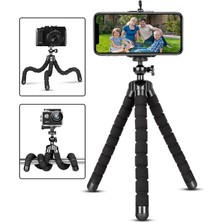 Wozlo Ahtapot Süngerli Tripod Kamera Cep Telefonu Tripod Stand Çubuğu Mini Akrobat Tripod - Siyah