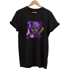 Remonz Ninja Kaplumbağalar Donatello Baskılı %100 Pamuk Oversize T-Shirt
