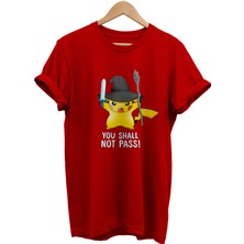 Remonz Yüzüklerin Efendisi Pikachu Gandalf Baskılı %100 Pamuk Oversize T-Shirt