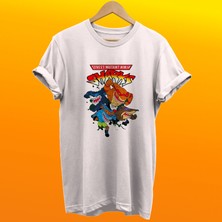 Remonz Ninja Sharks Baskılı %100 Pamuk Oversize T-Shirt