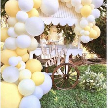 Trend Hediye Sepeti Pastel Sarı Beyaz Balon 100 Adet ve 5 M Balon Zinciri