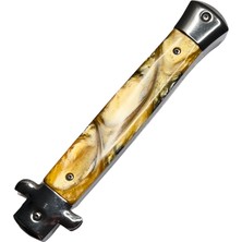 Vasque - Akc Italyan Stil Stiletto Içten Çıkmalı Sarı Sedef Çakı 27.5 cm