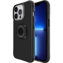 CoverZone Apple iPhone 13 Pro Kılıf Standlı Yüzük Tutuculu Black Kılıf Siyah