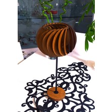 Hüma Salon Yatak Yemek Odası Için Şamdan Doğal Ahşap Mdf 3D Abajur  - Masa / Gece Lamba