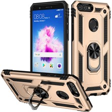 Kılıfmania Huawei P Smart Kapak Military Yüzüklü Stantlı Panzer Tank Kılıf - Gold