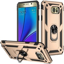 Kzy Samsung Galaxy Note 5 Kapak Military Yüzüklü Stantlı Panzer Tank Kılıf - Gold