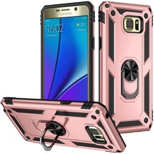 Kzy Samsung Galaxy Note 5 Kapak Military Yüzüklü Stantlı Panzer Tank Kılıf - Rose Gold