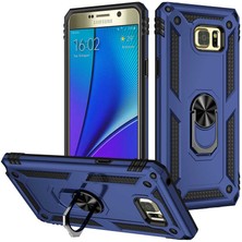 Kzy Samsung Galaxy Note 5 Kapak Military Yüzüklü Stantlı Panzer Tank Kılıf - Lacivert