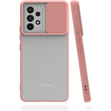 Kılıfmania Samsung Galaxy A73 Kapak Lensi Açılır Kapanır Kamera Korumalı Silikon Kılıf - Pudra