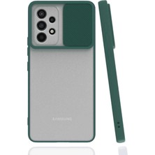 Kılıfmania Samsung Galaxy A73 Kapak Lensi Açılır Kapanır Kamera Korumalı Silikon Kılıf - Yeşil