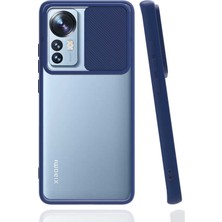 Kılıfmania Xiaomi Mi 12 Kapak Lensi Açılır Kapanır Kamera Korumalı Silikon Kılıf - Lacivert