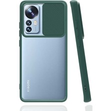 Kılıfmania Xiaomi Mi 12 Kapak Lensi Açılır Kapanır Kamera Korumalı Silikon Kılıf - Yeşil