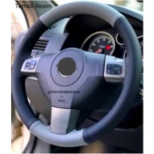 Gürler Oto Kılıf ve Aksesuar Opel Astra K Dikmeli Direksiyon Kılıfı Iki Renkli Gri-Siyah