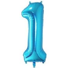 Eğlence Marketi 1 Rakam Mavi Folyo Balon 40 Inç 100 cm