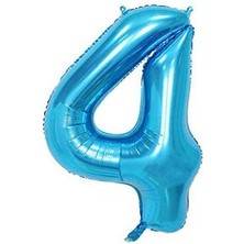 Eğlence Marketi 4 Rakam Mavi Folyo Balon 40 Inç 100 cm