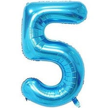 Eğlence Marketi 5 Rakam Mavi Folyo Balon 40 Inç 100 cm
