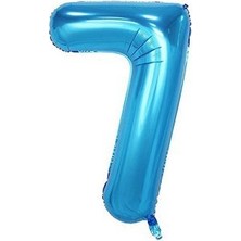 Eğlence Marketi 7 Rakam Mavi Folyo Balon 40 Inç 100 cm