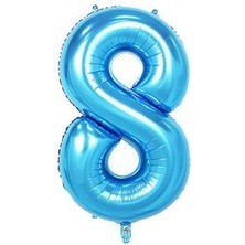 Eğlence Marketi 8 Rakam Mavi Folyo Balon 40 Inç 100 cm